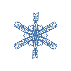 Snowflake doodle with beautiful shape blue color beautiful line illustration that inspired snowflake  that can be use for social media, sticker, decoration, wallpaper, e.t.c.	