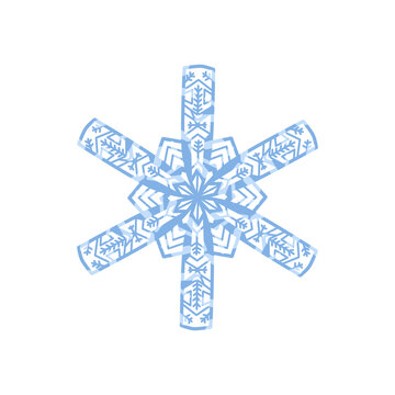 Snowflake doodle with beautiful shape blue color beautiful line illustration that that inspired snowflake  