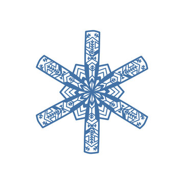 Snowflake doodle with beautiful shape blue color beautiful line illustration that inspired snowflake  that can be use for social media, sticker, decoration, wallpaper, e.t.c.	