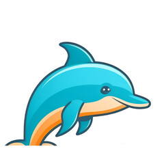 A simple vector of dolphin, transparent background generative ai