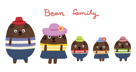 Cute bean family digital paint  Illustration Character art.