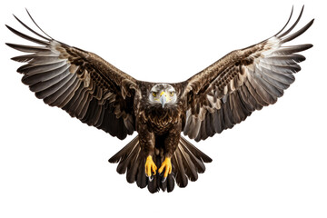 Bald eagle in flight on transparent background