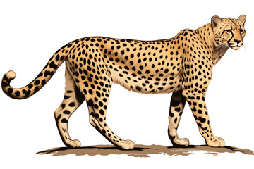 Cheetah cartoon natural colors on white background