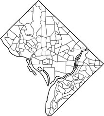 doodle freehand drawing of washington dc state map. - obrazy, fototapety, plakaty
