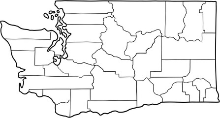 doodle freehand drawing of washington state map.