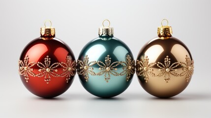 christmas ornament balls on white background