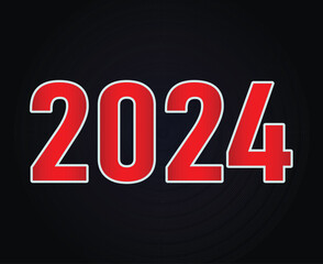 2024 New Year Holiday Abstract Red Graphic Design Vector Logo Symbol Illustration With Black Background