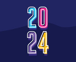 2024 New Year Holiday Abstract Multicolor Graphic Design Vector Logo Symbol Illustration With Blue Background
