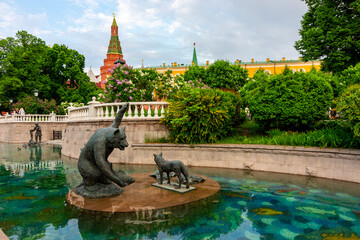 Alexander garden and Manezhnaya square near Moscow Kremlin, Russia