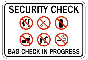 Search packages and vehicle sign security check bag check in progress