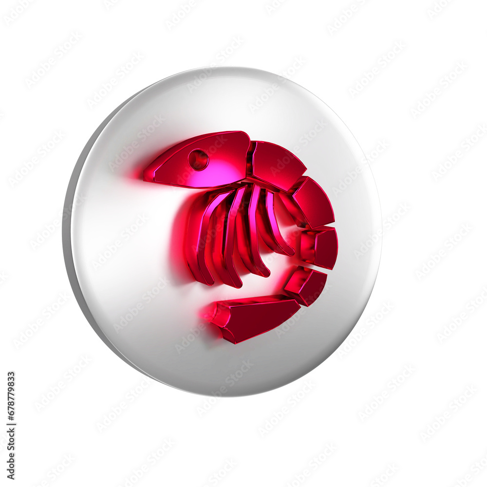Poster red shrimp icon isolated on transparent background. silver circle button.