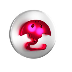 Obraz premium Red Stingray icon isolated on transparent background. Silver circle button.