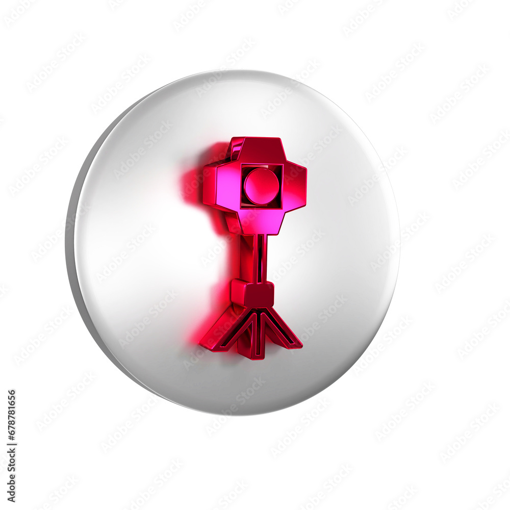Poster red studio light bulb in softbox icon isolated on transparent background. shadow reflection design. 