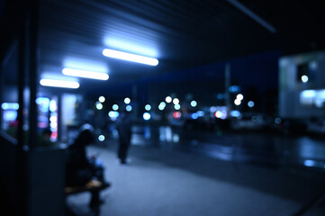 city ​​night lights cars defocused background