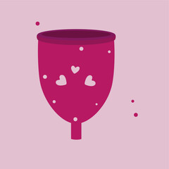 Flat Design Illustration with  Menstrual Cup and Love