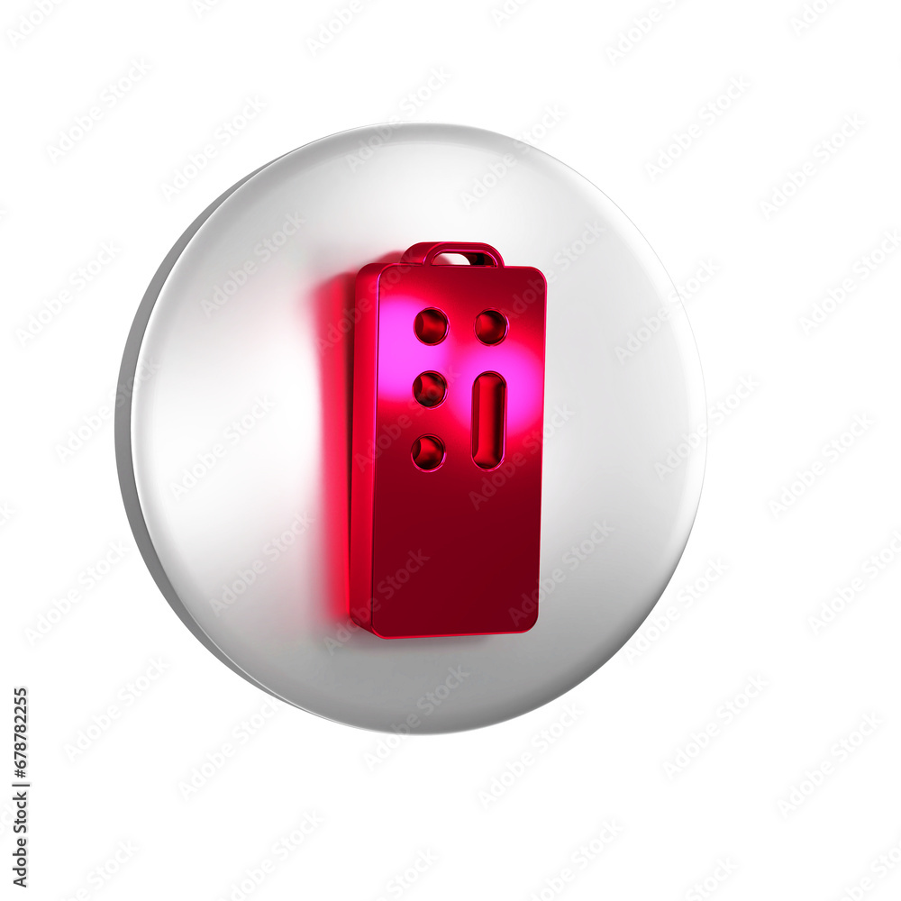 Aufkleber red remote control icon isolated on transparent background. silver circle button.