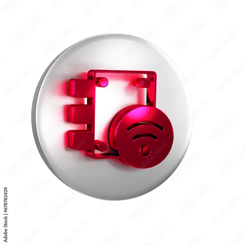 Poster red digital door lock with wireless technology for unlock icon isolated on transparent background. d