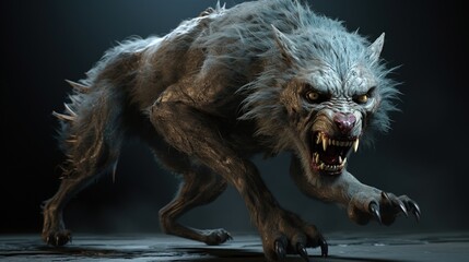 A 3D illustration featuring a werewolf, capturing the essence of a shape-shifter with detailed textures and lifelike characteristics.