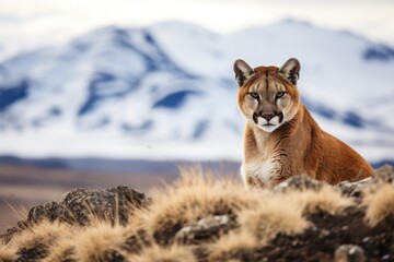 Prowling Puma Amidst the Magnificent Patagonian Scenery