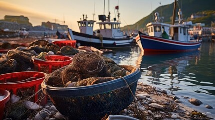 Boats on the water near the fishing village