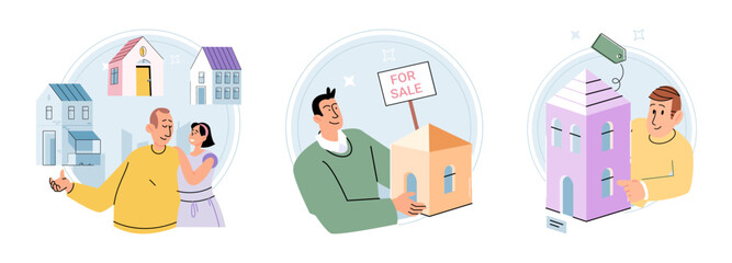 House for sale. Vector illustration Renting and investing in house required assessing propertys rental history and potential vacancy rates The mortgage loallowed buyer to spread cost residential