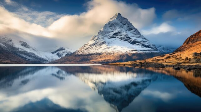 The mountain is reflected in the water © cherezoff
