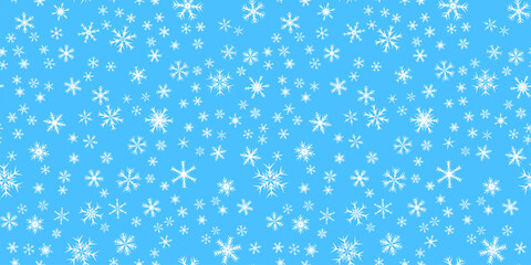 Snowflakes seamless pattern for Christmas holidays. Xmas snowflake ornament for winter holidays greeting card or wrapper. Christmas snowfall texture.