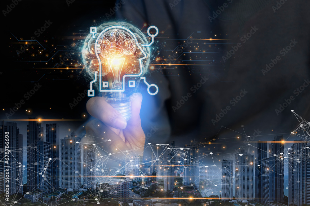 Aufkleber the concept of developing artificial intelligence and developing the world into the future,industry5
