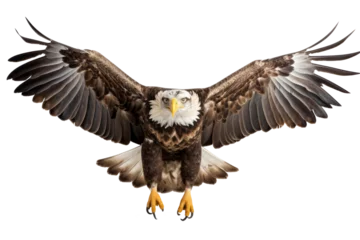 Foto op Plexiglas anti-reflex Bald eagle in flight on transparent background © Suralai