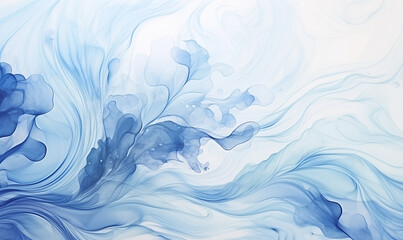 Fototapeta na wymiar Marble blue abstract design. Beautiful ink texture. Blue wavy marble aquarel background. Modern art. Invitation wedding card template.