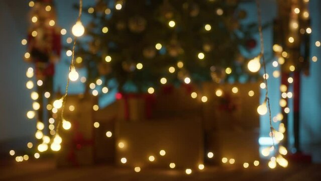 Christmas flashing lights and tree background 