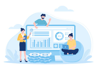 digital analysis and online marketing data concept flat illustration