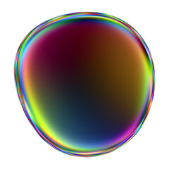 Iridescent blob shape. Abstract multicolor design element isolated on a transparent background.