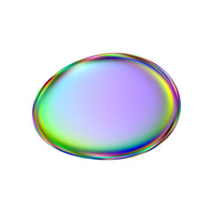 Iridescent blob shape. Abstract multicolor design element isolated on a transparent background.