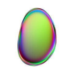 Iridescent blob shape. Abstract multicolor design element isolated on a transparent background.