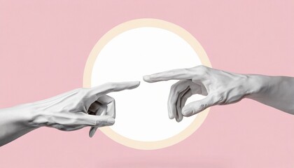 Marble statue hands reaching each other isolated background