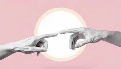 Muurstickers Marble statue hands reaching each other isolated background © CreativeStock