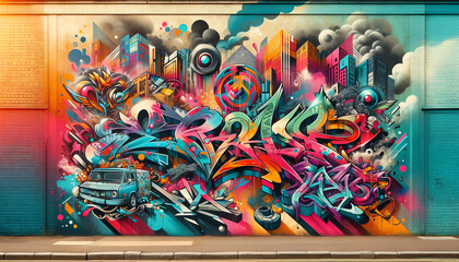 Urban Expression - Colorful Street Art Graffiti Background