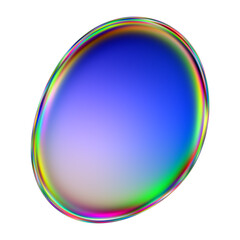 Iridescent blob shape. Abstract multicolor design element isolated on a transparent background.