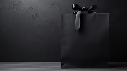 Black Friday background with a black bag, ai generative