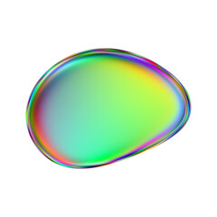 Iridescent blob shape. Abstract multicolor design element isolated on a transparent background.