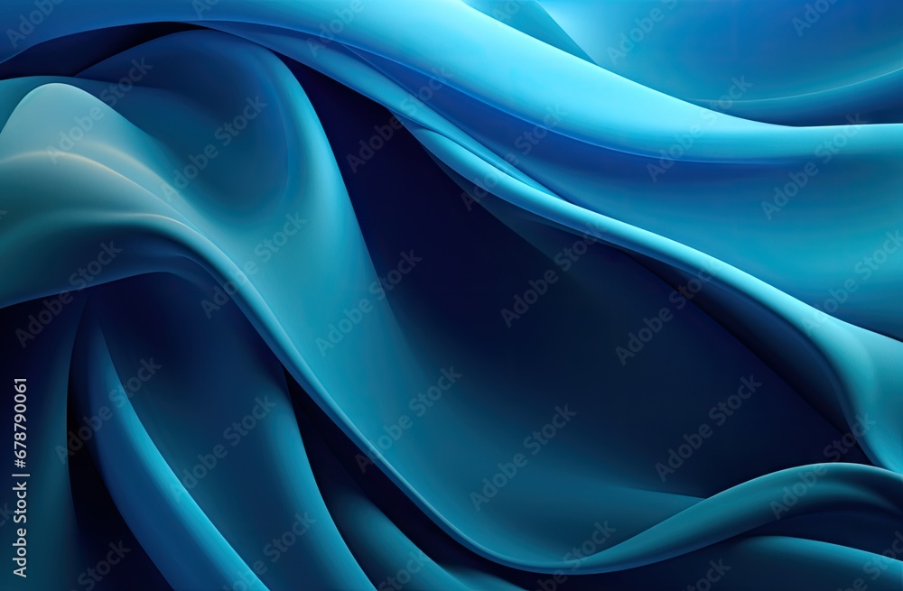 Poster a close up of a blue fabric with a wavy design on the bottom of the image and the bottom of the fabr
