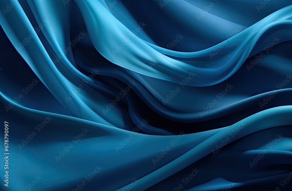 Poster a close up of a blue fabric with a wavy design on it's side and a black background with a white stri