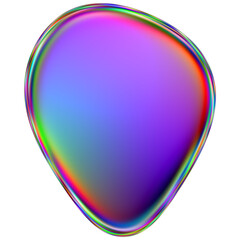 Iridescent blob shape. Abstract multicolor design element isolated on a transparent background.