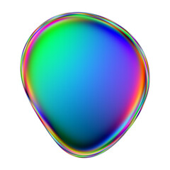Iridescent blob shape. Abstract multicolor design element isolated on a transparent background.