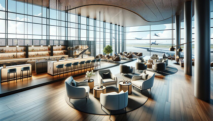 Luxury at the Lounge: Modern Airport Comfort - obrazy, fototapety, plakaty