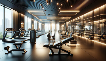 Modern Fitness Oasis: Luxurious Gym Interior