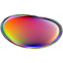 Iridescent blob shape. Abstract multicolor design element isolated on a transparent background.