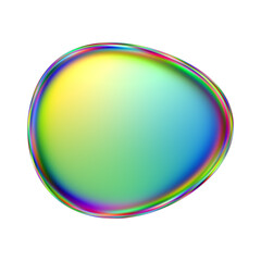 Iridescent blob shape. Abstract multicolor design element isolated on a transparent background.