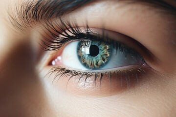 Fototapeta premium Macro young woman close up, AI Generated